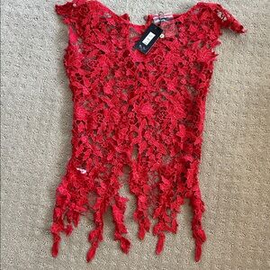 Elegant Red Lace Women Top